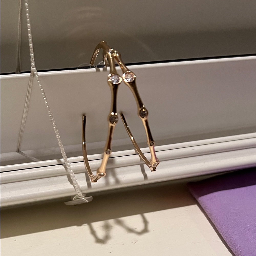 Lilly Pulitzer Gold Hoop Earrings with Crystal Accents